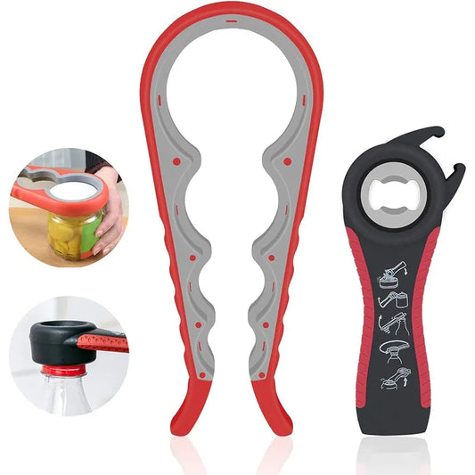 Jar Opener  5 in 1 with Non Slip Silicone Handle